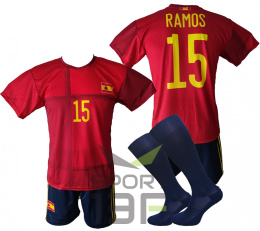 RAMOS komplet sportowy strój piłkarski HISZPANIA + GRATIS