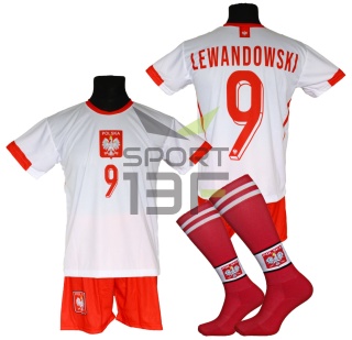 strój piłkarski dla dzieci Lewandowski Polska MŚ2026 komplet sportowy + dodatki