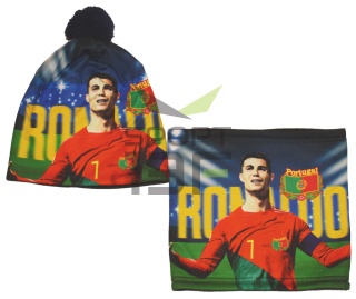 RONALDO Portugalia czapka i komin ocieplone polarem - komplet