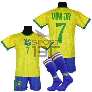 VINI JR komplet sportowy strój piłkarski BRAZYLIA dla dzieci + dodatki