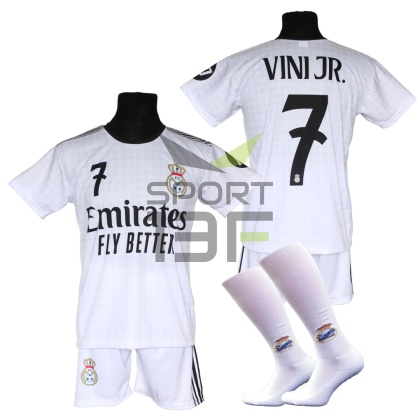 Strój piłkarski dla dzieci VINI JR Real Madryt - komplet sportowy + gratis