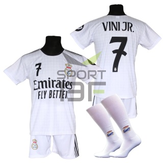 VINI JR komplet sportowy strój piłkarski Real Madryt dla dzieci + dodatki