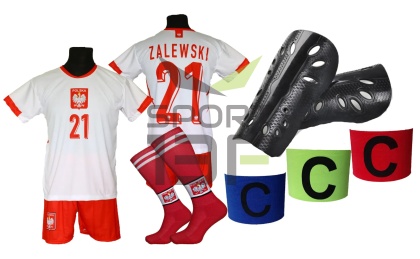 strój piłkarski dla dzieci Zalewski Polska komplet sportowy + dodatki