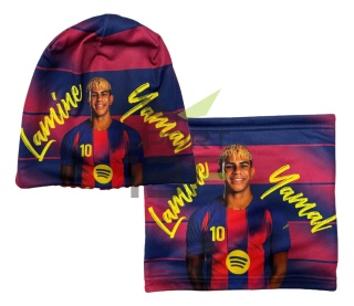 Lamine YAMAL Barcelona bordo czapka i komin ocieplone polarem - komplet BP