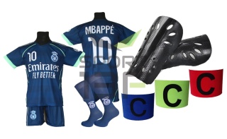 strój piłkarski dla dzieci Mbappe Real Madryt komplet sportowy + dodatki
