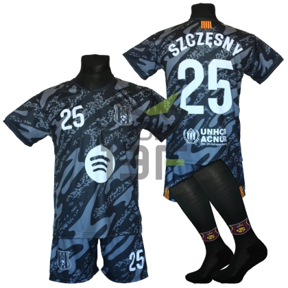 Strój piłkarski dla dzieci SZCZĘSNY Barcelona - komplet sportowy + gratis