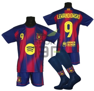 Strój piłkarski dla dzieci LEWANDOWSKI Barcelona - komplet sportowy + gratis