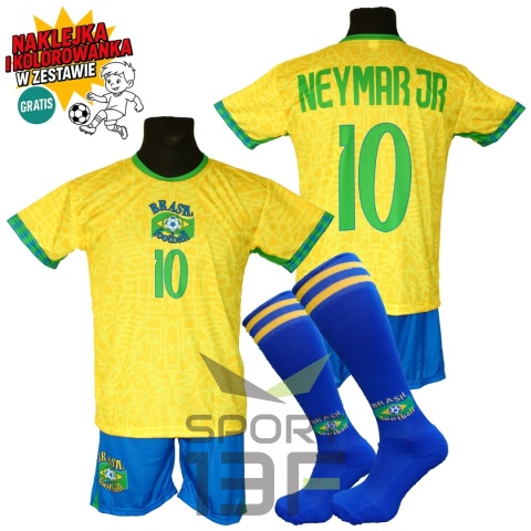 Strój piłkarski dla dzieci NEYMAR JR Brazylia - komplet sportowy + dodatki