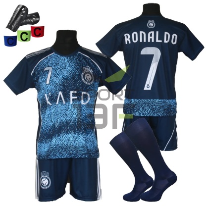 Strój piłkarski dla dzieci RONALDO Al-Nassr granatowy - komplet sportowy + gratis