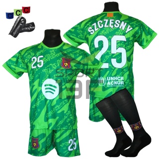 Strój piłkarski dla dzieci SZCZĘSNY Barcelona - komplet sportowy + gratis