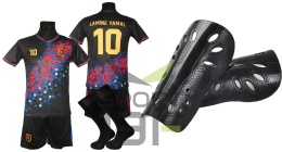 Strój piłkarski dla dzieci Lamine Yamal + getry + ochraniacze 122
