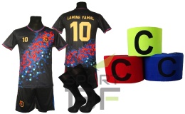 Strój piłkarski dla dzieci Lamine Yamal + getry + opaska 122