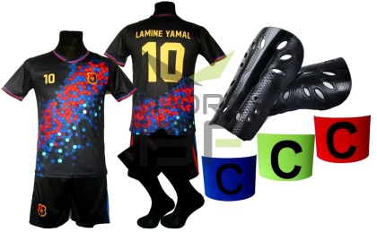 strój piłkarski dla dzieci Lamine Yamal Barcelona komplet sportowy + dodatki