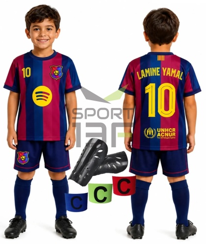 strój piłkarski dla dzieci Lamine Yamal Barcelona komplet sportowy + dodatki