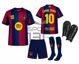 strój piłkarski dla dzieci Lamine Yamal Barcelona komplet sportowy + ochraniacze