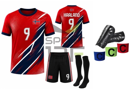 strój piłkarski dla dzieci HAALAND Norwegia komplet sportowy + dodatki