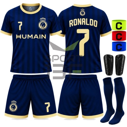 strój piłkarski dla dzieci RONALDO granatowy komplet sportowy 5w1